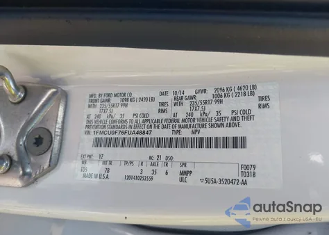 2015 Ford Escape S z USA, uszkodzony, nr VIN 1FMCU0F76FUA48847